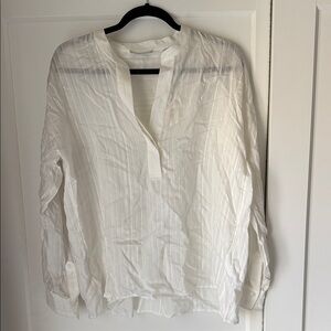 Vince White Long-Sleeve Split V Tunic